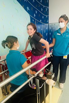 Eva Kalpidis going through rehabilitation and physiotherapy.