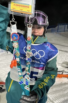 Australian snoboarder Misaki Vaughan has a strong pin collection.