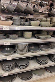 Kmart dinnerware $1.75, charcoal