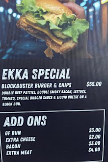 Ekka Special $55 burger