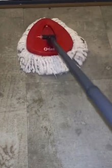 Cleaner mops dirty floor