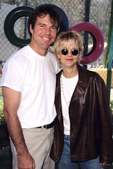 Dennis Quaid and Meg Ryan during '95 Pediatric Aids Foundation Annual Picnic in 1995 at Private Home in Los Angeles, California, United States. 