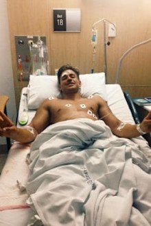 Sam Wallace recovering in hospital in 2015.