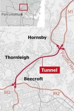 The route of Transurban's nine-kilometre NorthConnex tunnel.