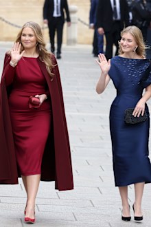 LUXEMBOURG, LUXEMBOURG - OCTOBER 03: Princess Catharina-Amalia of the Netherlands and Princess Elisabeth of Belgium during the Abdication of Grand Duke Henri of Luxembourg and Accession to the Throne of His Royal Highness Crown Prince Guillaume on October 03, 2025 in Luxembourg, Luxembourg. (Photo by Patrick van Katwijk/Getty Images)