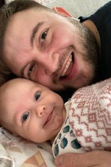 Yuriy Glodan pictured with his three-month-old baby Kira, who was killed in a Russian missile strike.