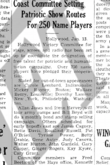 Variety report on Carole Lombard's war bond drive