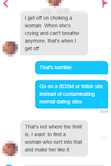 Recreation of the kind of messages Poppy Mortimer has received on dating apps.
