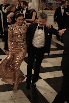King Frederik and Queen Mary dance the Les Lanciers at a banquet for the arts and culture at Christiansborg Palace on Friday February 28, 2025.