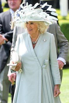 ASCOT, ENGLAND - JUNE 17: Queen Camilla smiles as she attends day one of Royal Ascot at Ascot Racecourse on June 17, 2025 in Ascot, England. (Photo by Chris Jackson/Getty Images)