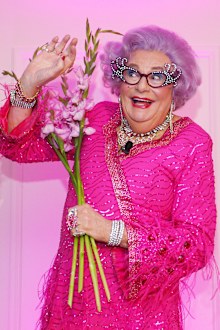 SYDNEY, AUSTRALIA - SEPTEMBER 11: Dame Edna Everage hosts high tea ahead of her My Gorgeous Life national tour on September 11, 2019 in Sydney, Australia. (Photo by Lisa Maree Williams/Getty Images)