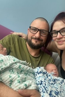 Twins Jacob and Jaxon unexpected birth with mum Lucy Shaw