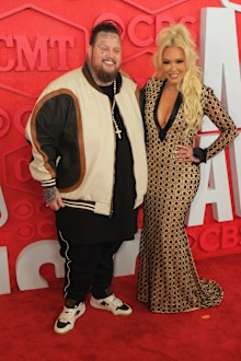 Jelly Roll and Bunnie XO attend the 2024 CMT Music Awards at Moody Center on April 07, 2024 in Austin, Texas. 