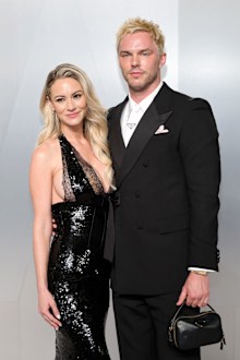 Bryana Holly and Nicholas Hoult attend the 2026 Vanity Fair Oscar Party Hosted By Mark Guiducci at Los Angeles County Museum of Art on March 15, 2026 in Los Angeles, California. (Photo by Neilson Barnard/Getty Images)