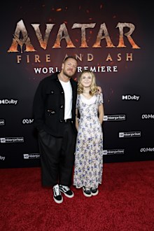 Dan Reynolds of Imagine Dragons and Arrow Reynolds attend the world premiere of 20th Century Studios "Avatar: Fire and Ash"