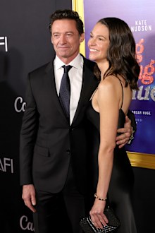 Hugh Jackman and Sutton Foster attend closing night gala premiere of Song Sung Blue during 2025 AFI FEST at TCL Chinese 6 Theatres on October 26, 2025 in Hollywood, California. 