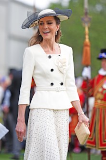 LONDON, ENGLAND - MAY 8: Catherine, Princess of Wales, meets guests during a Royal Garden Party at Buckingham Palace on May 8, 2026 in London, England.  (Photo by Aaron Chown - WPA Pool/Getty Images)