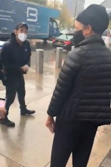 Paul Rudd seen handing out cookies to voters in Brooklyn.