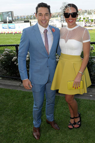 One time track work jockey and NRL star Billy Slater with wife Nicole. (AAP)