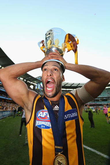 Josh Gibson celebrates his second Hawks triumph.