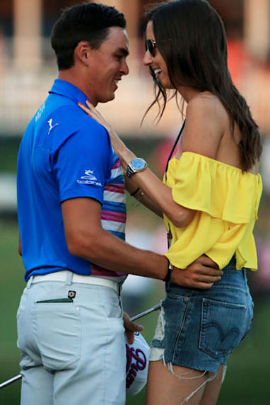 Fowler and Randock greeted beside the 17th green after his  win.