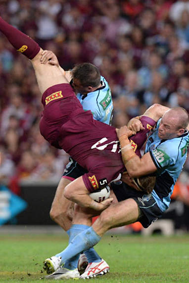 The mainly Maroons crowd roared in anger at the sight of the lift.