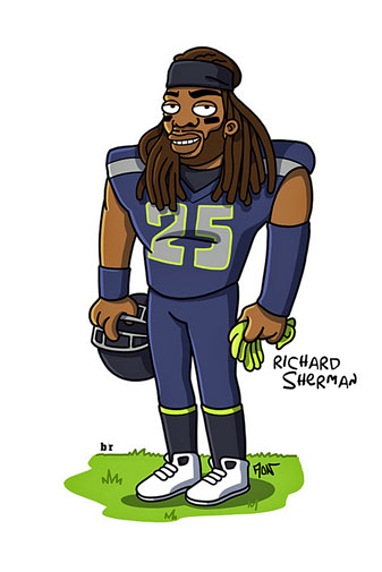 <b>The NFL’s biggest stars have undergone a dramatic makeover to mark ‘The Simpsons’ 25th anniversary.</b><br/><br/>Sports website <i>The Bleacher Report</i>, along with Simpsons-styled artist Adrien Noterdaem, created the caricatures to celebrate the iconic show and the start of the NFL season.<br/><br/>Star quarterbacks Peyton Manning and Tom Brady, giant defensive end J.J. Watt and loud-mouth cornerback Richard Sherman are among the NFL greats to get the four-finger treatment ...
