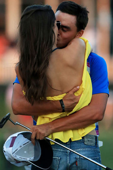 Rarely has golf seen such a public display of affection. Watch the video...
