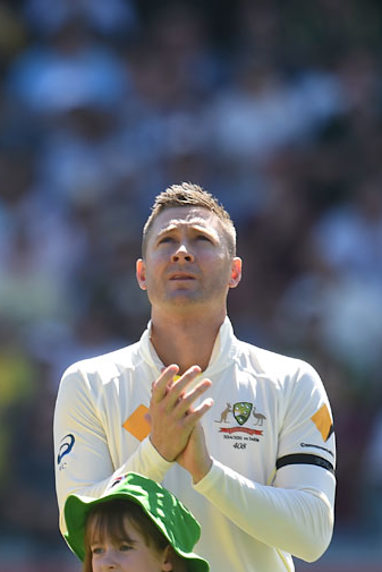 Clarke looked towards the heavens at the start of day one. (AAP)