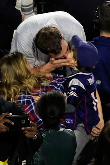He celebrated after the match with his son and wife Gisele Bundchen. (Getty)