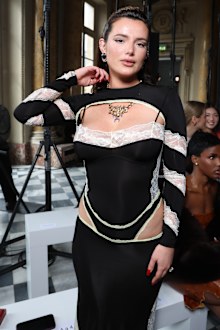 Bella Thorne attends the Marine Serre Womenswear Fall/Winter 2025-2026 show as part of Paris Fashion Week at Hotel de la Monnaie on March 10, 2025 in Paris, France. 