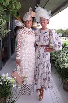 ASCOT, ENGLAND - JUNE 17:   Fiona Howden & HRH Sophie Duchess of Edinburgh (L) attend Royal Ascot on June 17, 2025 in Ascot, England. (Photo by Hoda Davaine for Howden Group/Getty Images)