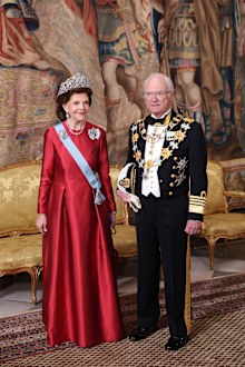 STOCKHOLM, SWEDEN - APRIL 30: Queen Silvia of Sweden and King Carl XVI Gustaf of Sweden attend the gala dinner during the 80th Birthday celebrations of King Carl XVI Gustaf of Sweden at Royal Palace on April 30, 2026 in Stockholm, Sweden.  (Photo by Michael Campanella/Getty Images)