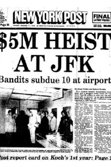 The front page of the New York post after the heist.