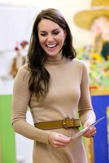 Catherine, Princess of Wales laughs during a visit to The Rainbow Centre on November 03, 2022 in Scarborough, England.