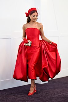 red dress melbourne Melbourne Cup 2025 fashion: The red colour trend dominating dresses among  celebrities and punters at Flemington