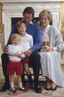 Princes William and Harry with their parents, Charles and Diana, at Kensington Palace