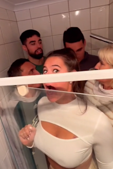 Tall family struggles to fit into shower