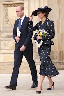 Prince William, Prince of Wales and Catherine, Princess of Wales smile as they depart the 2023 Commonwealth Day Service at Westminster Abbey on March 13, 2023 in Londonm 