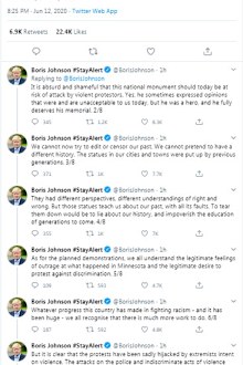 Boris Johnson tweets Winston Churchill statue