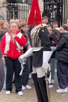 King's guard yells at tourist for nudging him