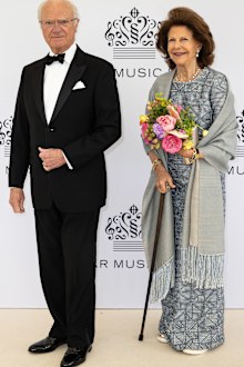 STOCKHOLM, SWEDEN - MAY 27: King Carl XVI Gustaf of Sweden and Queen Silvia of Sweden attend the Polar Music Prize 2025 at Grand Hôtel on May 27, 2025 in Stockholm, Sweden. (Photo by Michael Campanella/Getty Images)