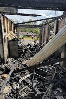 A photo taken inside the garage, where the fire started.
