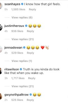 Jennifer Aniston, Instagram, photo, celebrity comments