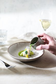 Spicers Peak Restaurant SPL Fraser Isle spanner crab, BBQ avocado, pickled diakon, cucumber and dill