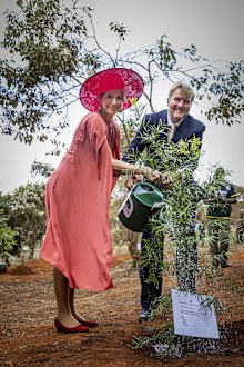 NAIROBI, KENYA - MARCH 18: King Willem-Alexander of the Netherlands and Queen Maxima of The Netherlands visit Thogoto Forest and plant a tree at State House on March 18, 2025 in Nairobi, Kenya.  (Photo by Patrick van Katwijk/Getty Images)