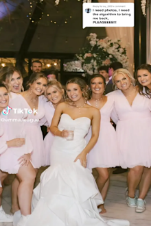 bridesmaids cut dresses ahead of wedding reception