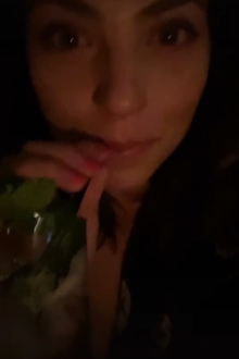 Woman solo night out walking