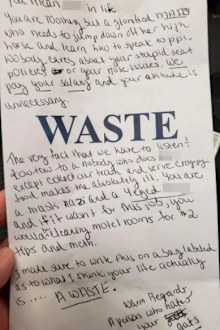 Passenger writes abusive note to flight attendant amid coronavirus