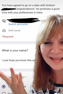 A woman has revealed the hilarious questionnaire her boyfriend sent to her prior to their first date.